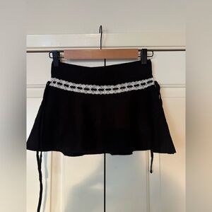 Edikted Black Mini Skirt With White Lace